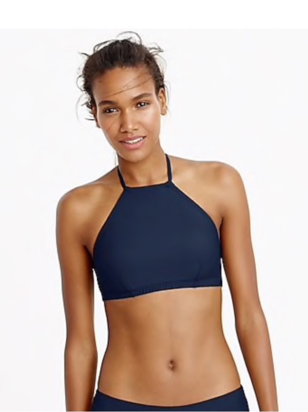 J. Crew High Neck halter Bikini Top in Navy